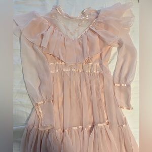 Gunne Sax like dress. Pink 70’s formal princess dress.